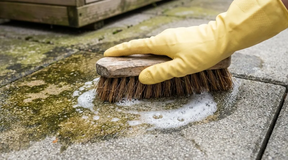 Die 50‑Cent‑Lösung: so wirst du grüne Flecken auf der Terrasse los