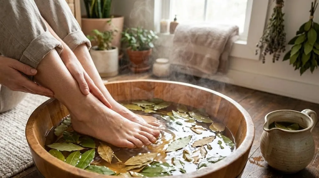 Füße mit Lorbeer und lauwarmem Wasser waschen: ein überraschender Hausmittel‑Tipp für Ihre Fußpflege